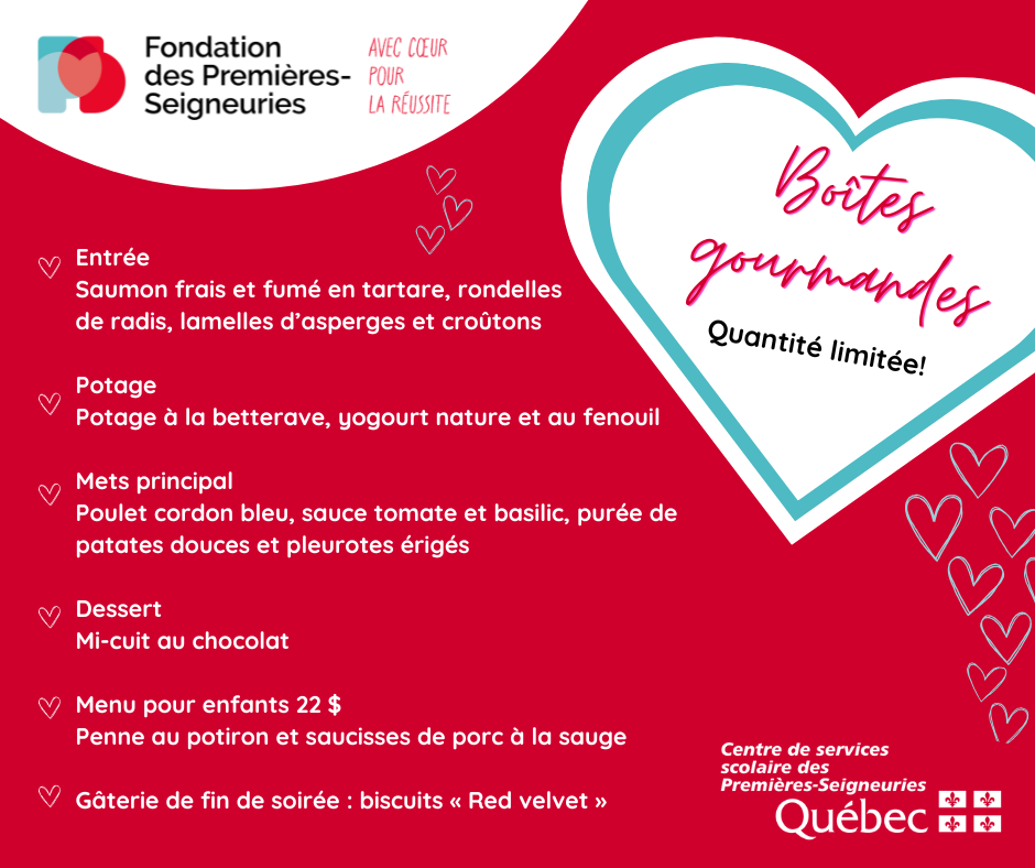 Menu - Boîtes gourmandes 2026